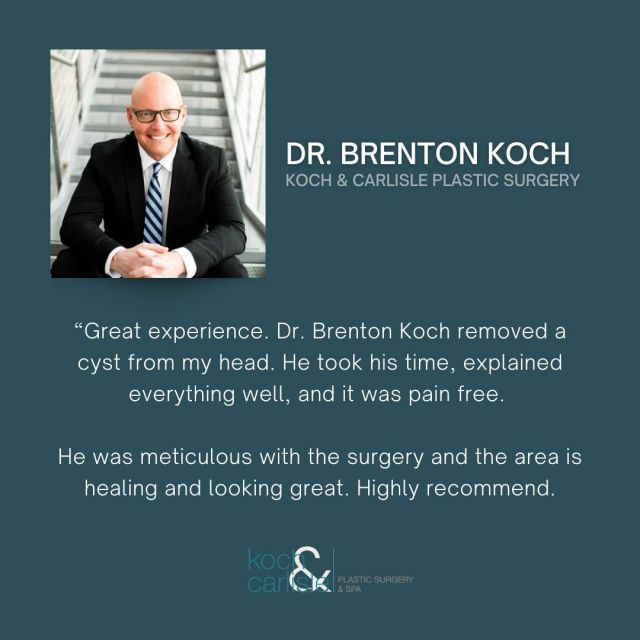 We're thrilled to share this glowing review from one of our amazing patients. Their kind words about Dr. Brenton Koch truly highlight the compassionate care we strive to deliver every day. 🙌

When you come to Koch & Carlisle Plastic Surgery, you’ll experience more than just a routine doctor appointment. Our surgeons and their entire team understand that, for you, this may be a once-in-a-lifetime event. 

With that in mind, we have worked to build a staff and facility that immediately make you feel welcome, safe, and cared for. 

To schedule a consultation at our practice, we encourage you to call: 515-277-5555.

More information about our procedures and services are available on our website: www.kochandcarlisle.com