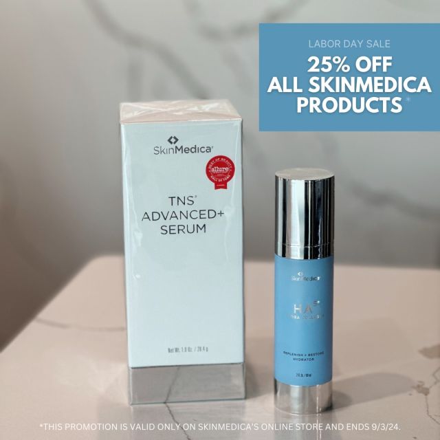 THIS WEEKEND ONLY: SkinMedica products are 25% off ONLINE! 👏

..Save up to $73 on TNS+ Advanced, $46 on HA5, or nearly $124 on SkinMedica's "Everyday Essentials System." 👏

Shop SkinMedica by following the link below: 
➡https://kochmd.brilliantconnections.com/home?lang=en_US

This online sale is only valid through SkinMedica's website and ends on Tuesday, Sept. 3.