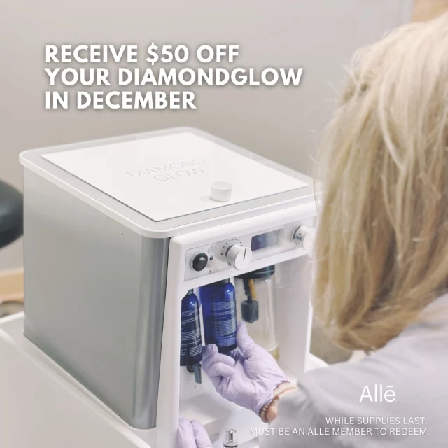 This month only: receive $50 off your Diamond Glow treatment in December!* 

DiamondGlow® is a patented, non-invasive, 3-in-1 facial treatment that simultaneously exfoliates, extracts, and infuses the skin with condition-specific serums for radiant and rejuvenated skin in one step. 

𝘛𝘩𝘪𝘴 𝘱𝘳𝘰𝘮𝘰𝘵𝘪𝘰𝘯 𝘪𝘴 𝘷𝘢𝘭𝘪𝘥 𝘵𝘩𝘳𝘰𝘶𝘨𝘩 12/31/24, 𝘰𝘳 𝘸𝘩𝘪𝘭𝘦 𝘴𝘶𝘱𝘱𝘭𝘪𝘦𝘴 𝘭𝘢𝘴𝘵. 𝘔𝘶𝘴𝘵 𝘣𝘦 𝘢𝘯 𝘈𝘭𝘭ē 𝘮𝘦𝘮𝘣𝘦𝘳 𝘵𝘰 𝘳𝘦𝘥𝘦𝘦𝘮 $50 𝘋𝘪𝘢𝘮𝘰𝘯𝘥𝘎𝘭𝘰𝘸 𝘰𝘧𝘧𝘦𝘳.

Interested in getting in before the holidays? Snag one of our last-minute openings this week:
➡ Wednesday, 12/11 ~ 9:00 a.m. 
➡ Thursday, 12/12 ~ 10:00 a.m. | 11:00 a.m.
➡ Friday, 12/13 ~ 9:00 a.m. | 10:00 a.m. | 12:00 p.m. 

✨Call our office to claim a spot: 515-277-5555