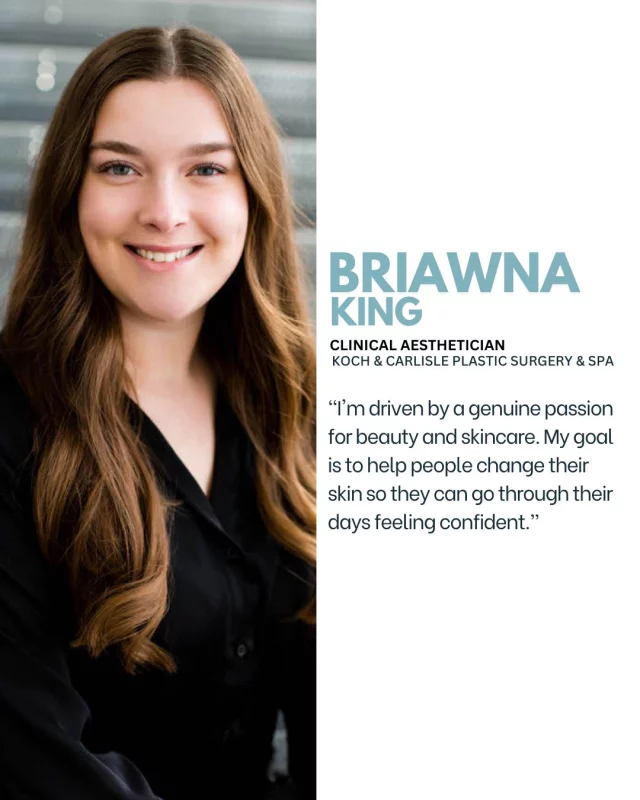 Meet Briawna: a Clinical Aesthetician at Koch & Carlisle Plastic Surgery & Spa! ✨

With a passion for all things beauty and skincare, Briawna loves to see her patients leave confident following their treatments.

"My goal is to help people change their skin so they can go through their days feeling confident. I enjoy creating connections with my patients just as much as performing their treatments."

Her favorite treatment to perform is the Hydrafacial - a fan favorite treatment at Koch & Carlisle Plastic Surgery & Spa.

"This one is our most popular facial for a reason! The Hydrafacial is the perfect balance of deep cleansing, painless extraction and intense hydration. I love how customizable this treatment is!"

Interested in scheduling a complimentary skincare consultation with Briawna? Inquire here:
➡ 515-277-5555
➡ https://www.kochandcarlisle.com/contact-us