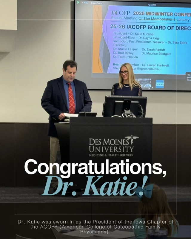 We are so proud of Dr. Katie, who was sworn in as the President of the Iowa Chapter of the ACOFP (American College of Osteopathic Family Physicians)!

The Iowa chapter of the ACOFP is a membership association for Osteopathic Family Physicians which is dedicated to promoting excellence in the practice and education of osteopathic family physicians and students.

"An osteopathic family physician treats you, the whole person, not just a disease or its symptoms," according to a press release from the ACOPF. "They provide disease prevention, diagnosis and treatment strategies to your and your entire family from infancy throughout your entire life. Because this focus promotes an appreciation for the interrelationship between body, mind and spirit, they can provide you with the most holistic and comprehensive family medical care available."

Dr. Katie is board-certified in Family Medicine and Osteopathic Manipulative Medicine as well as Fellowship trained in Primary Care Psychiatry. 

Having worked with patients across various demographics, Dr. Katie understands the unique challenges associated with maintaining all aspects of health and wellness, including the often-overlooked importance of mental health and mindset.
 
At Koch & Carlisle Plastic Surgery & Spa, Dr. Katie specializes in creating tailored health plans that focus on optimizing nutrition and metabolic function as well as improving mental outlook and enhancing overall vitality.

Book a complimentary Concierge Medicine consultation with Dr. Katie today:
➡515-277-5555
➡https://www.kochandcarlisle.com/contact-us/